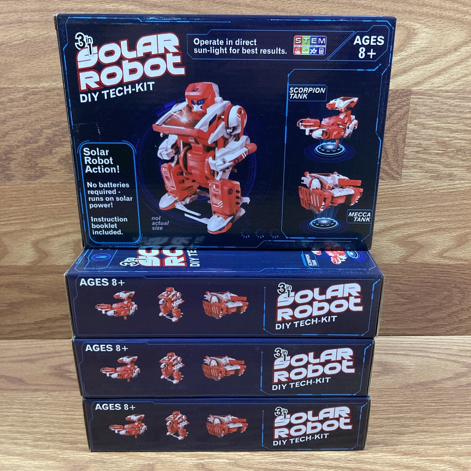 Lot of 4 STEM Tech Kit Solar Robot Do It Yourself Assemble 3 Robots In 1 – NEW