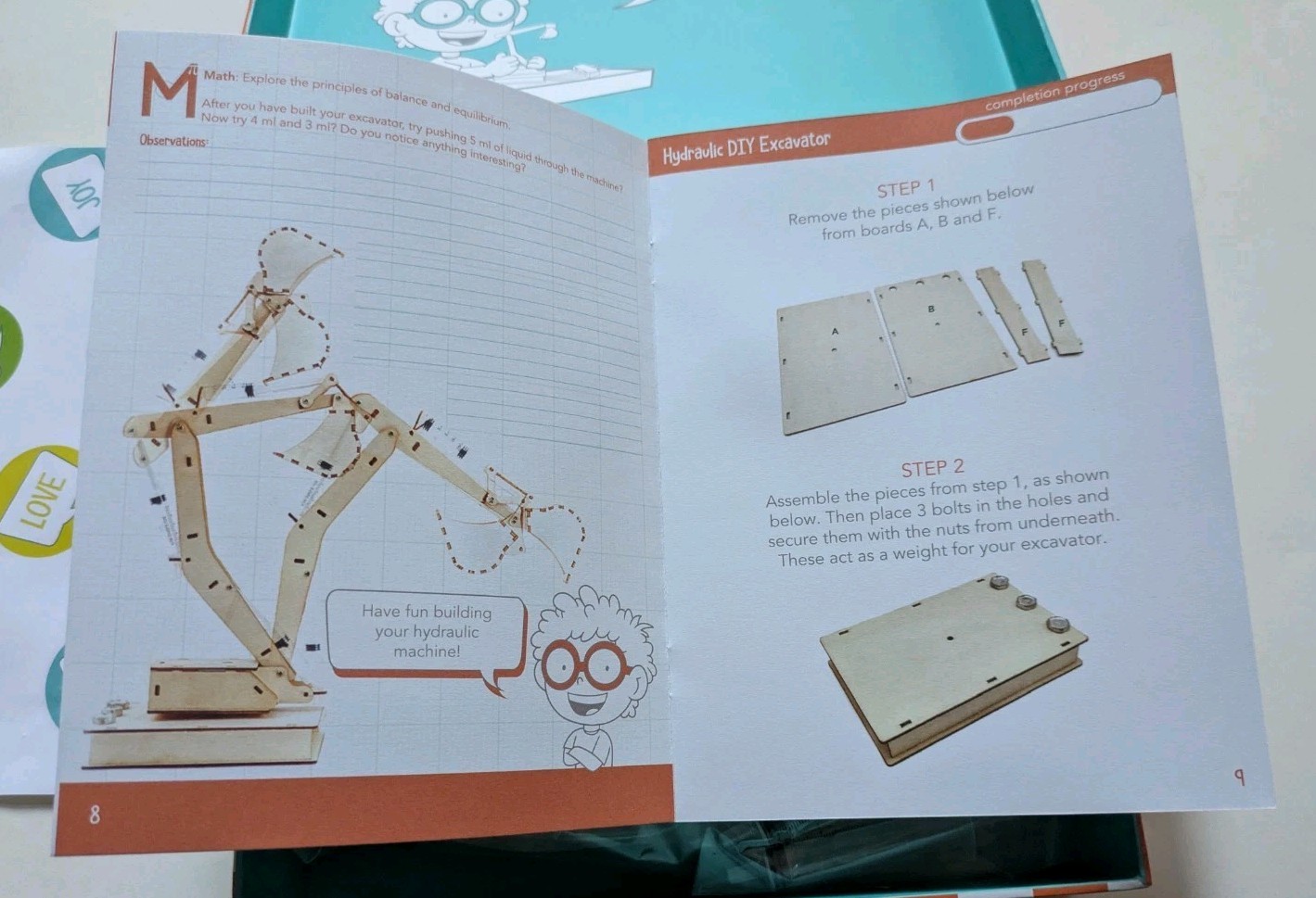 NEW S.T.E.A.M Activity Box Build A Wooden Excavator Science Teacher Homeschool