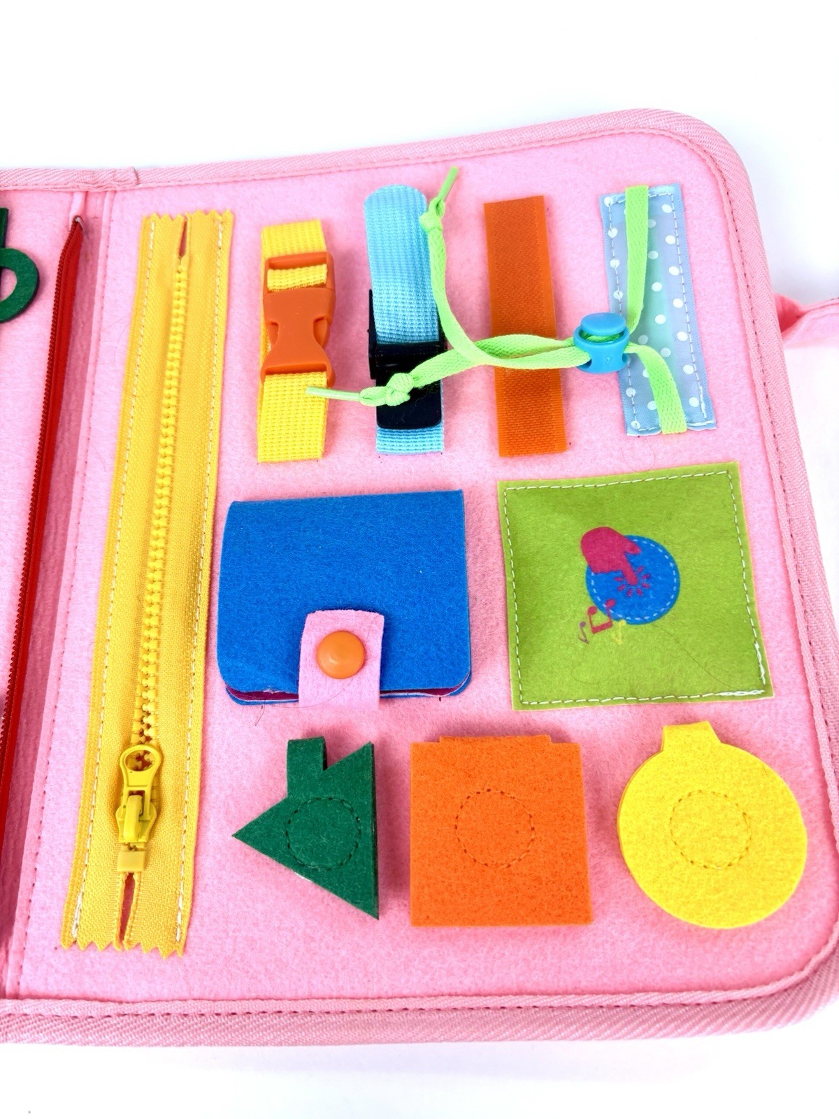 Montessori Style Fine Motor Skills Busy Book. Pink Felt Activity Binder. EUC