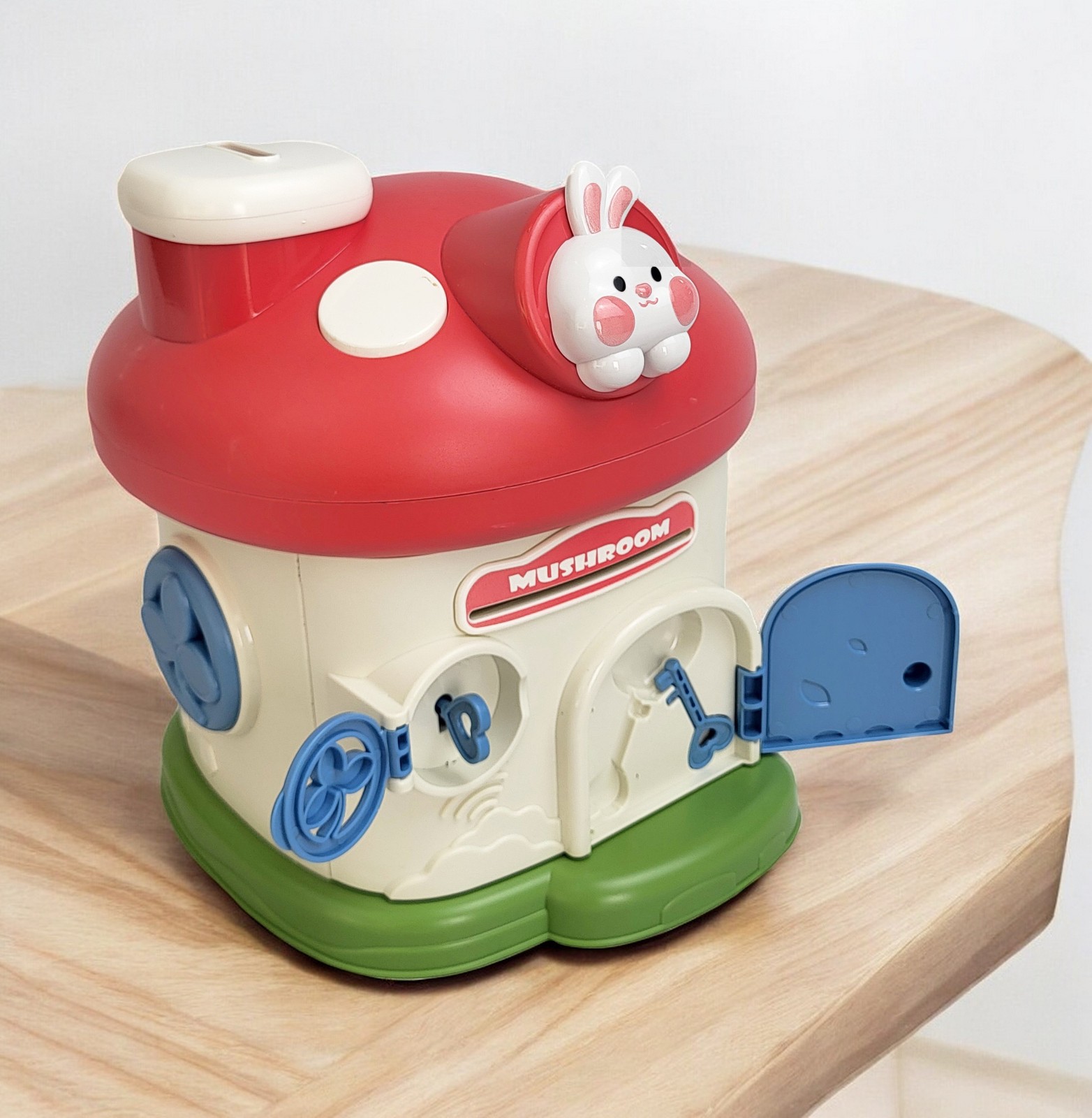 Mushroom House Piggy Bank Kids Secure Lock Money Box 2 Keys BPA Free ASTM