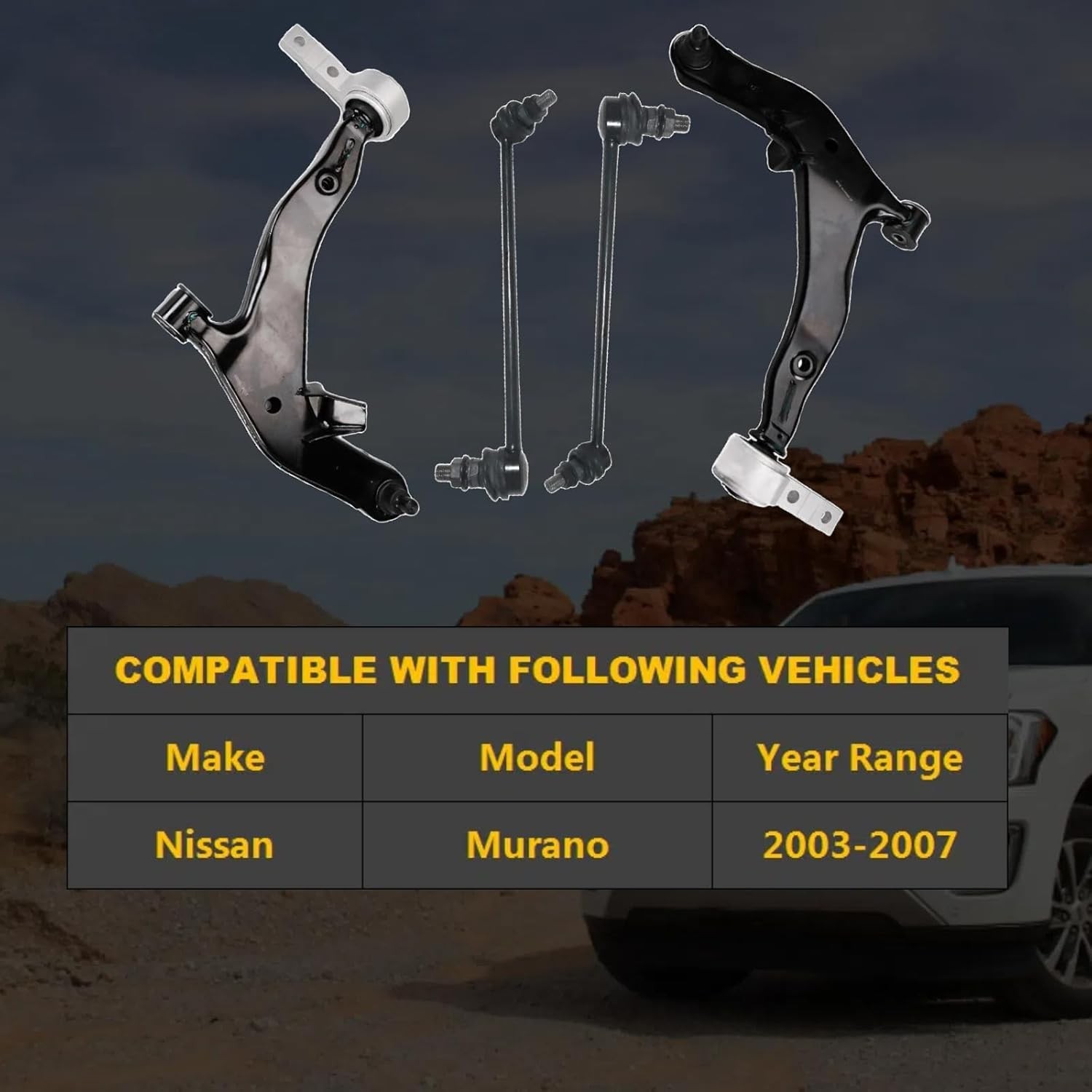 4pc Front Lower Control Arm and Ball Joint Assembly + Front Sway Bar Link Kit