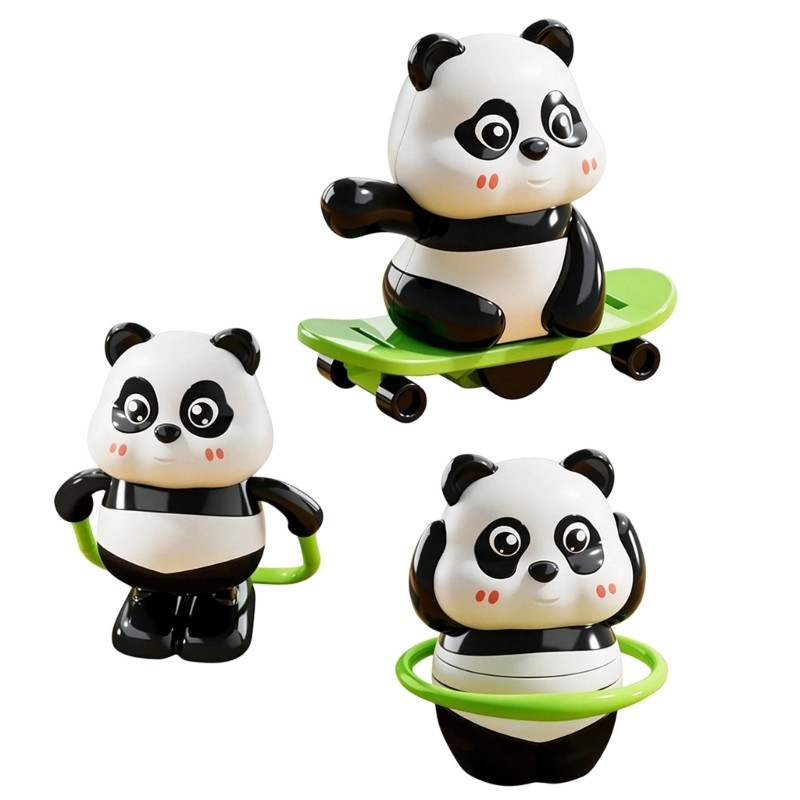 Skateboarding Wind up Panda Model Bright Color Safe Plastic Kids Entertainment