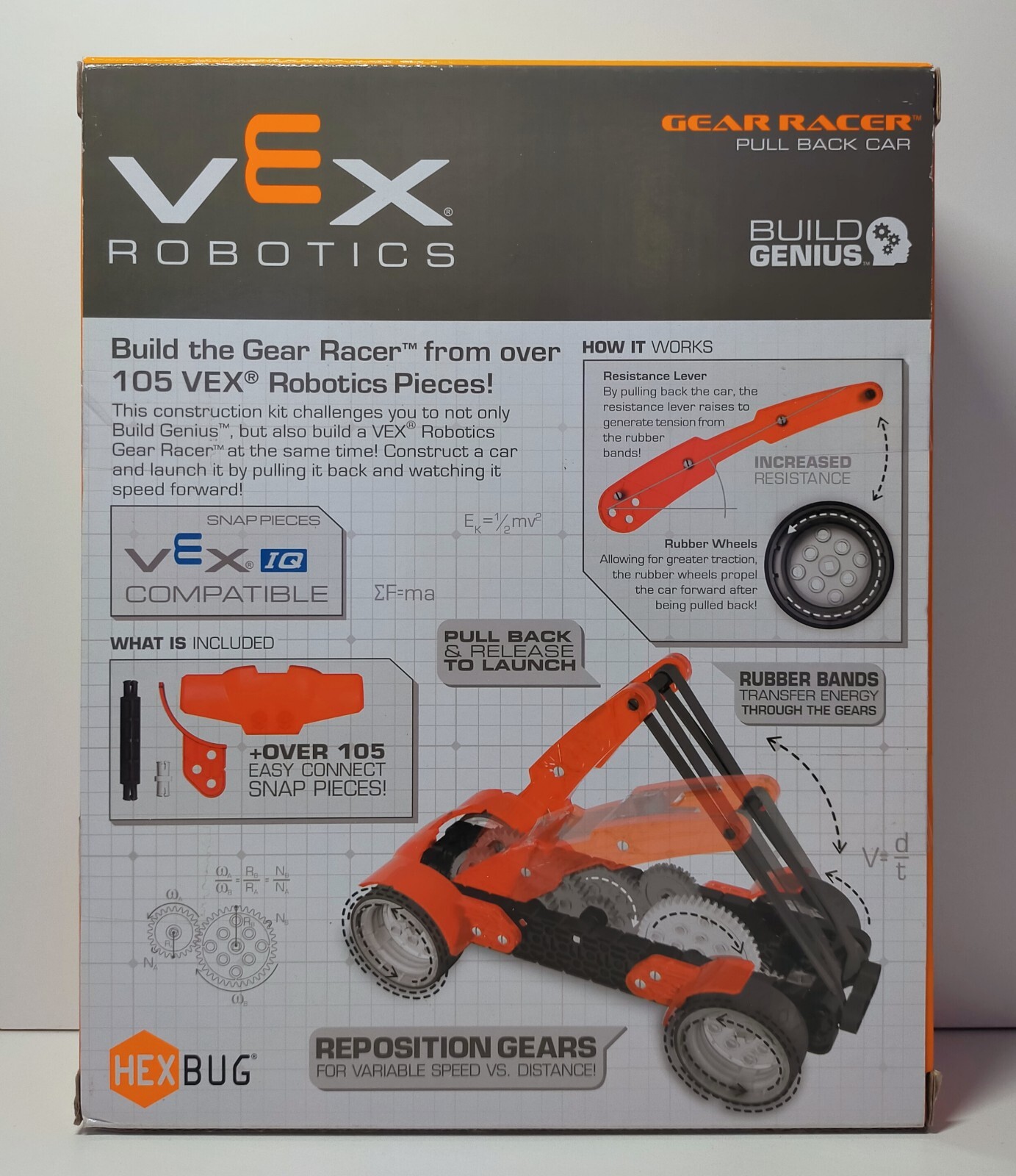 Hexbug Vex Robotics Gear Racers Pull Back Car Construction Set Ages 8+ STEM