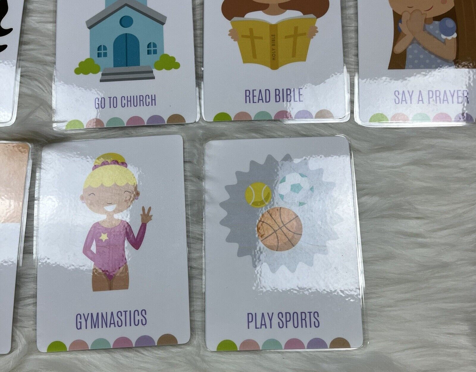 Lot of 29 Flash Cards Chores Laminated Homeschool Visual Picture Rounded Edges