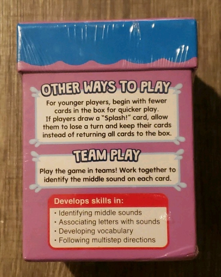Lakeshore Splash Jr MIDDLE SOUNDS Cards Reading Game Ages 4+ New
