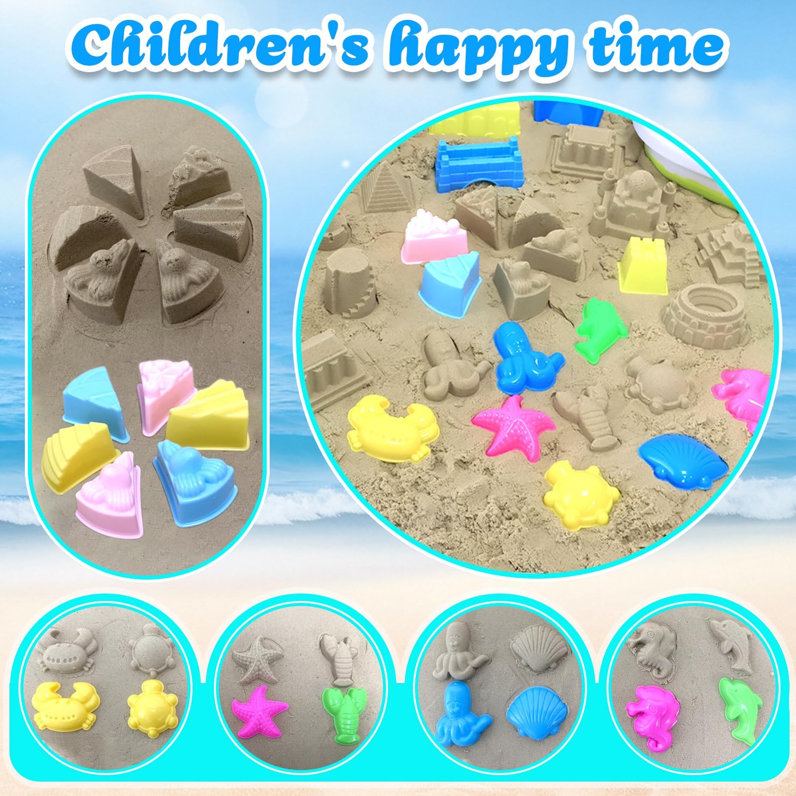 Collapsible Beach Toys Age-appropriate size for kids aged 3-10, Multicolored