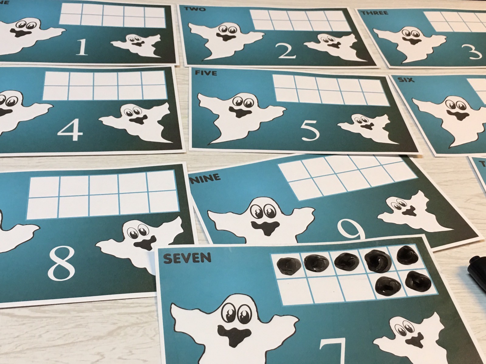 Ghost – Dry Erase – Laminated Activity Set – Teaching Supply Ten-frames