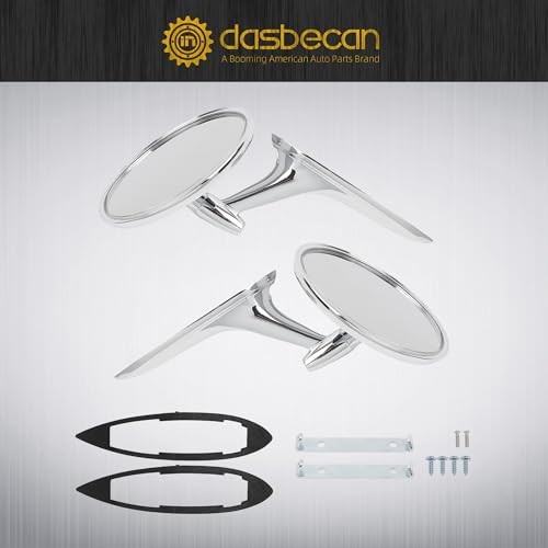 Dasbecan Round Bowtie Outside Rearview Mirrors Ribbed Base Compatible With 1963