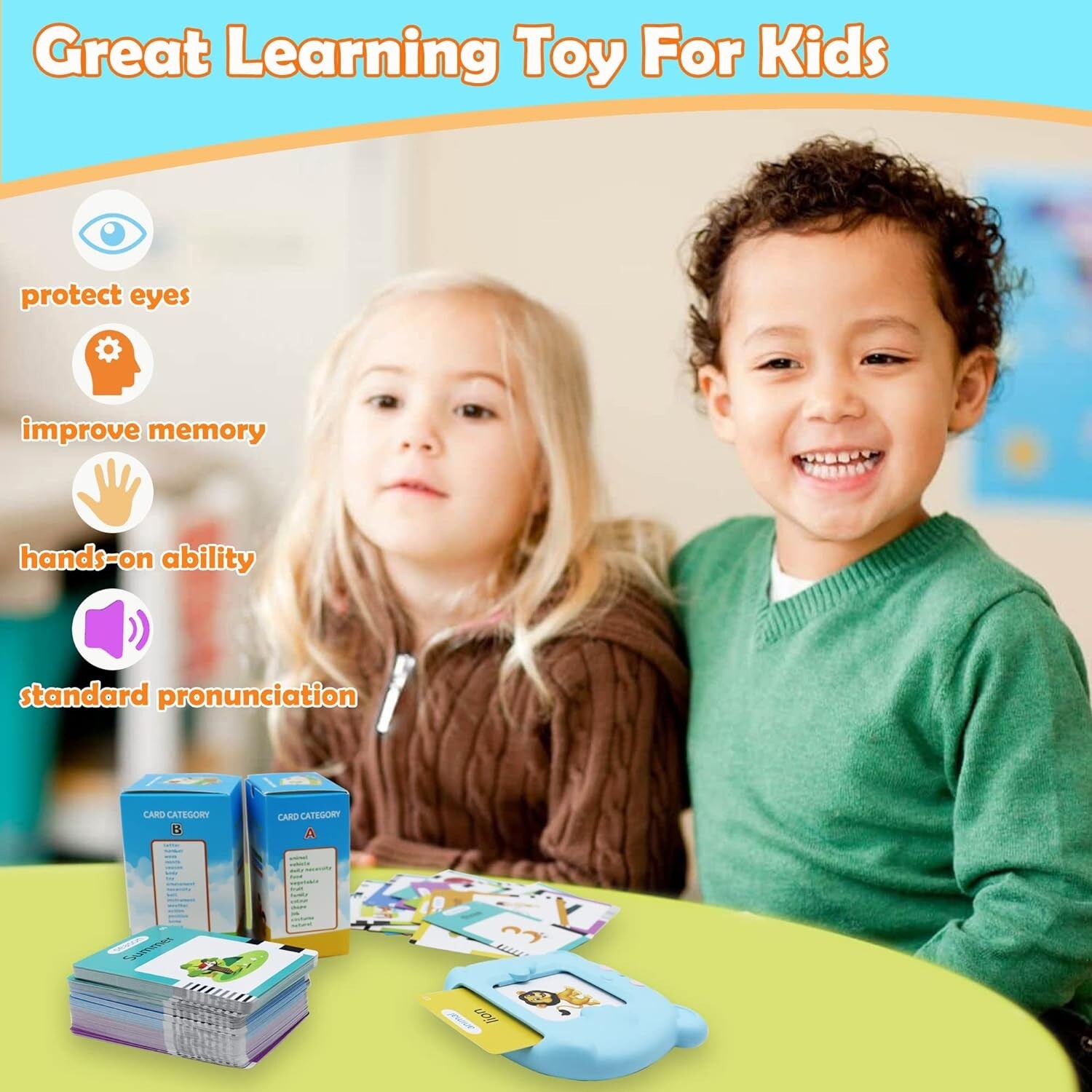 Child-Friendly Talking Flashcards – Enhance Spanish & English Skills 3-8 Years