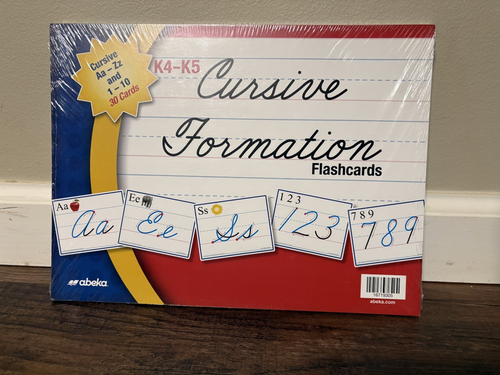 Abeka K4-K5 Cursive Formation Aa-Zz and 1-10, 30 Cards. Brand New!