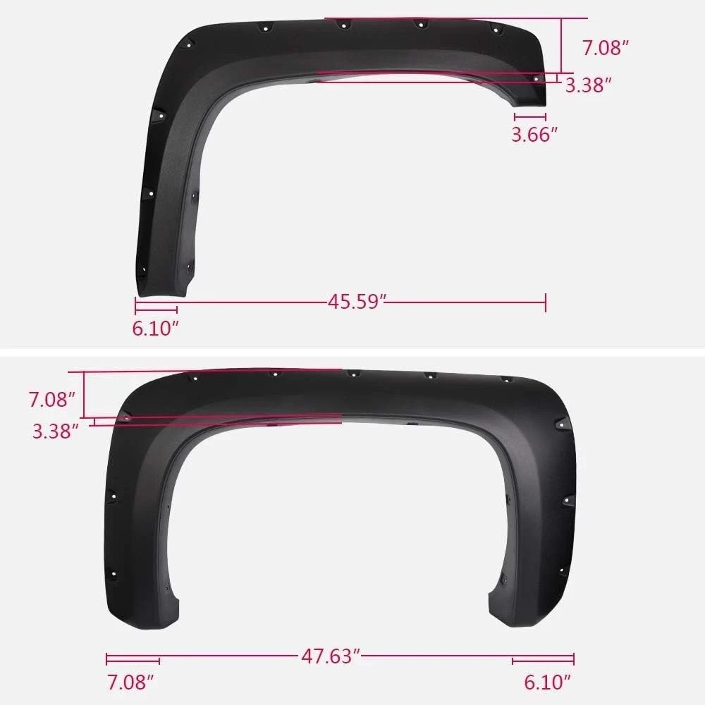 PIT66 Fender Flares, Fit Chevy Silverado 1500 2007-2013(ONLY Fit 5.8′ Short Bed)