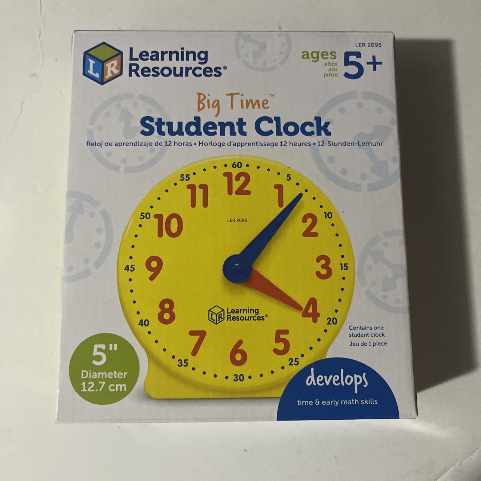 Learning Resources Big Time Student Clock Teaching & Demonstration 12 Hour