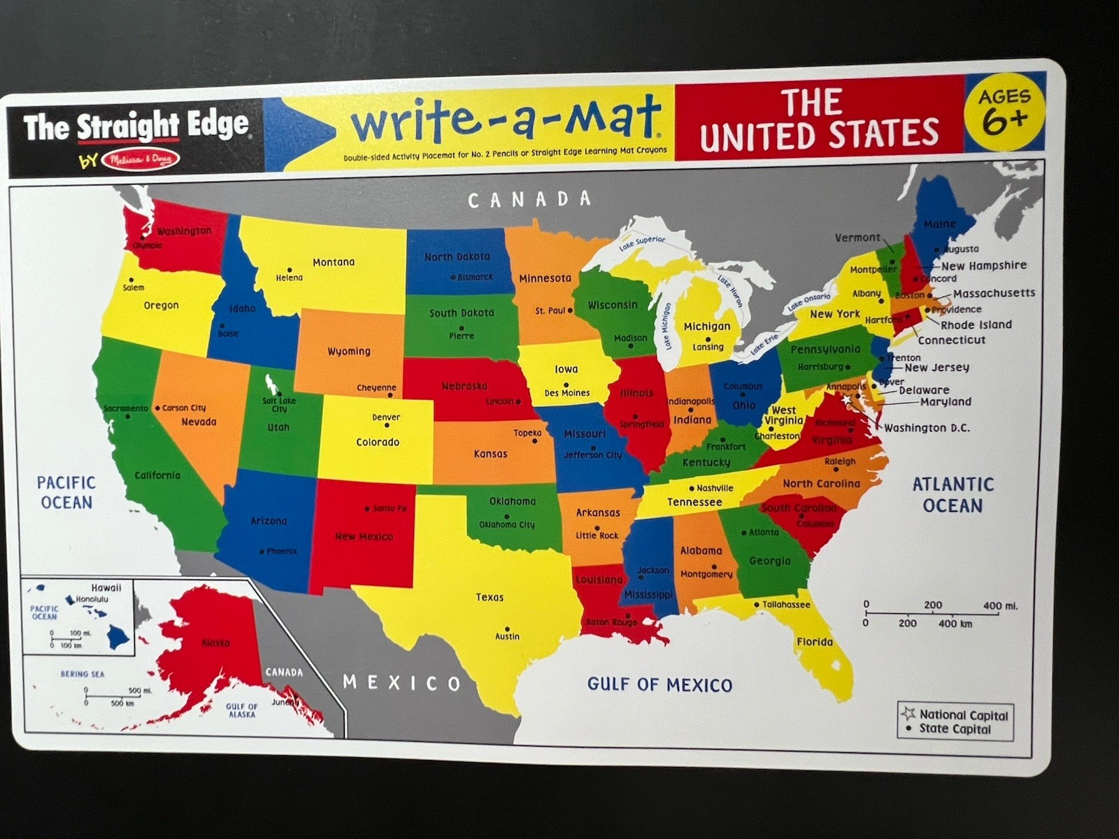 Straight Edge By Melissa And Doug Write A Mat US & Countries Of The World