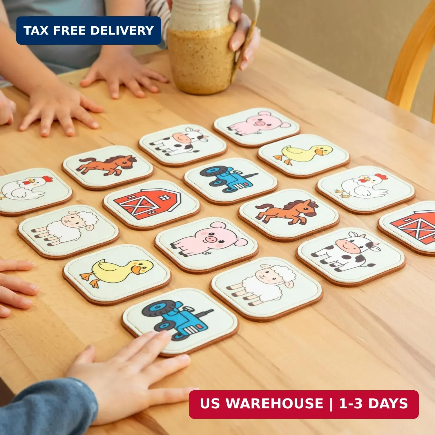 Felt Farm Matching Game for Toddlers – Farm Animal Memory Game & Flash Cards – S