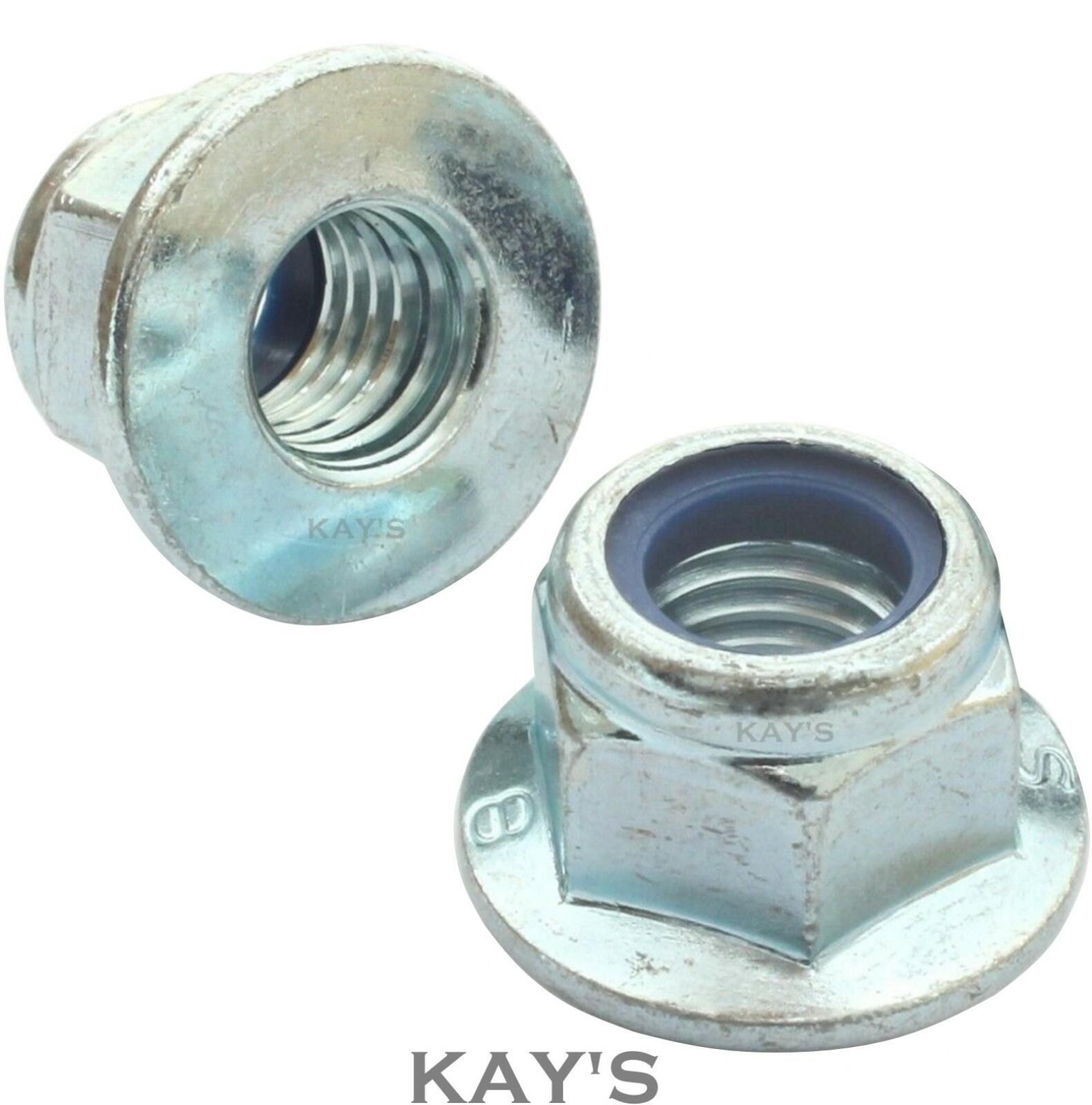 100 PACK M12 X 1.75 CLASS 10 ZINC FLANGED NYLOC NUTS NYLON INSERT LOCKING FLANGE