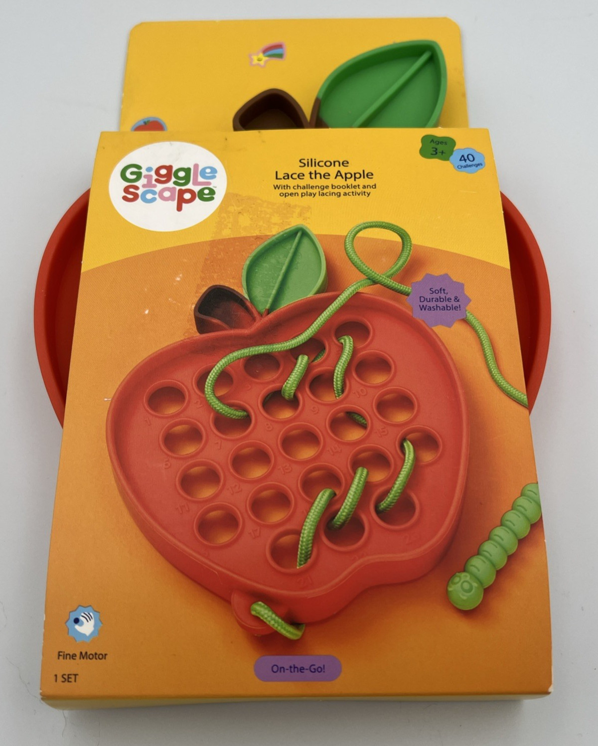 Gigglescape Lace the Apples Motor Skills Toy with Challenge Booklet