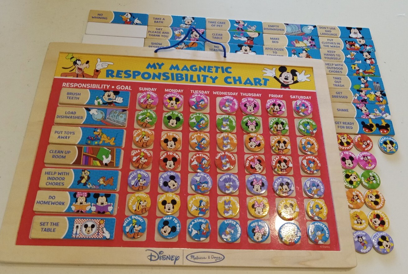 89 PC Disney Responsibility Chore Chart – Magnetic Mickey Mouse, Goofy, Donald *