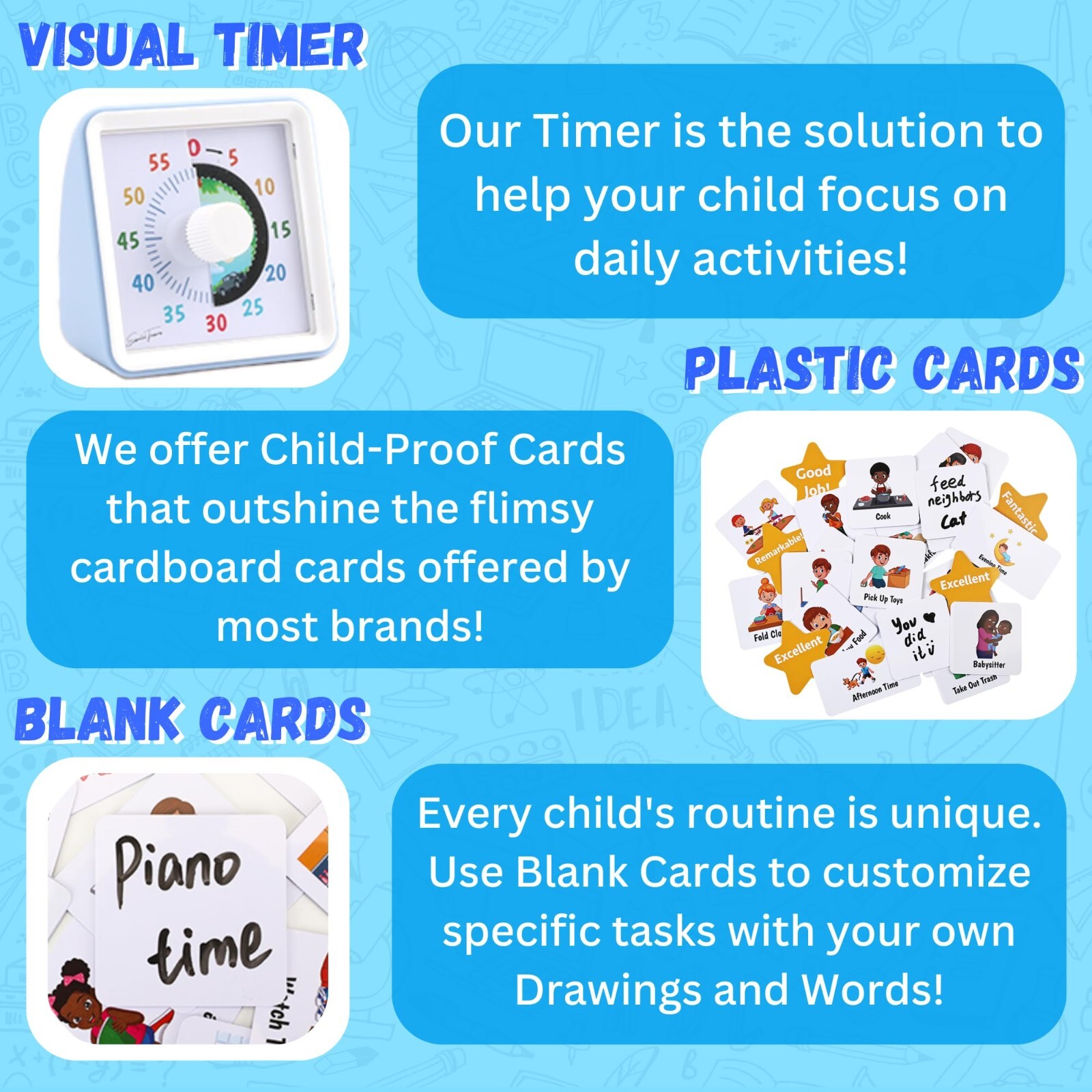 Visual Schedule for Kids with Visual Timer | Reward Chore Chart for Kids Autism