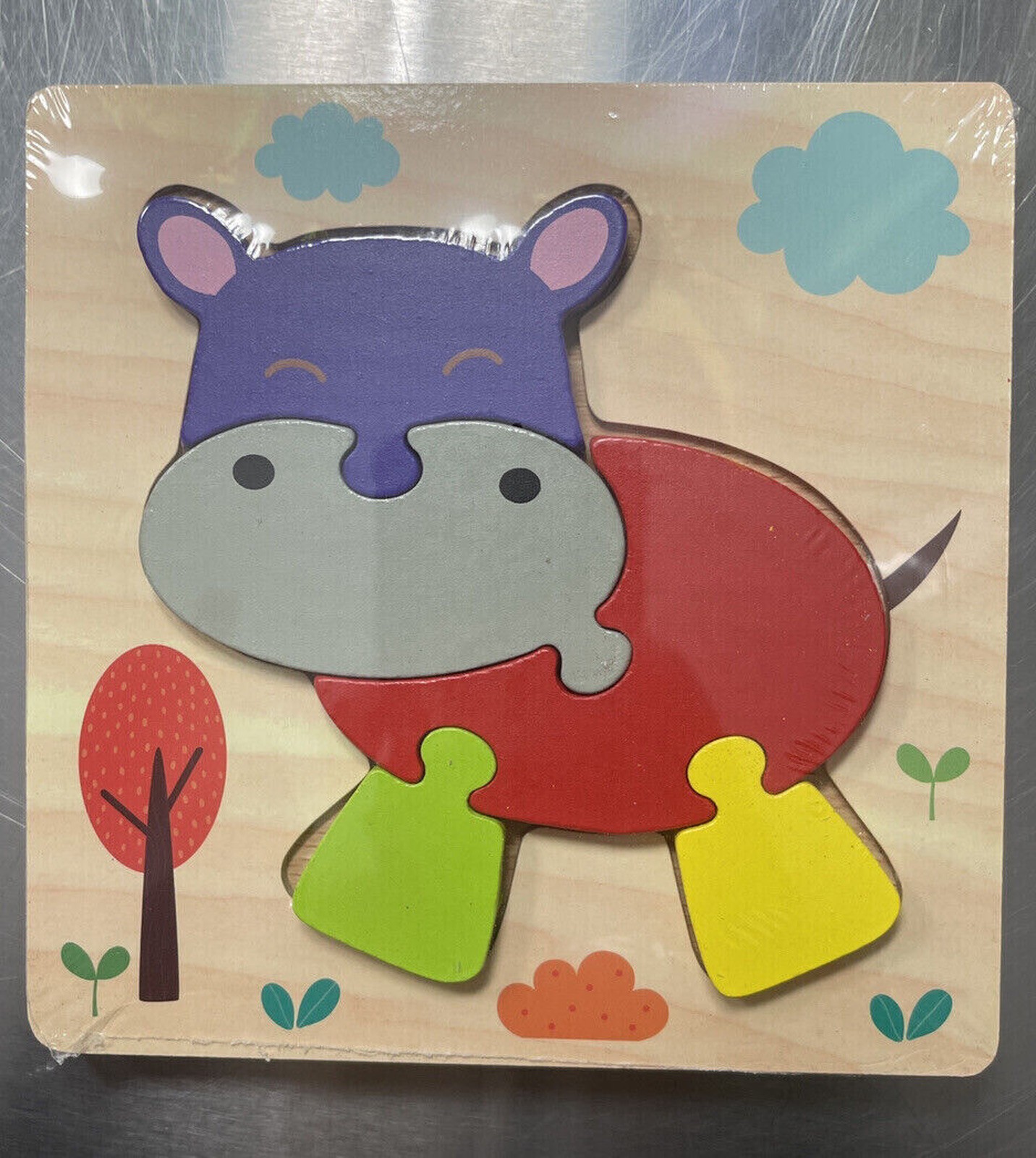Wood Educational Colorful Animal Puzzles Learning Frog,Fish,Hippo,Elephant New