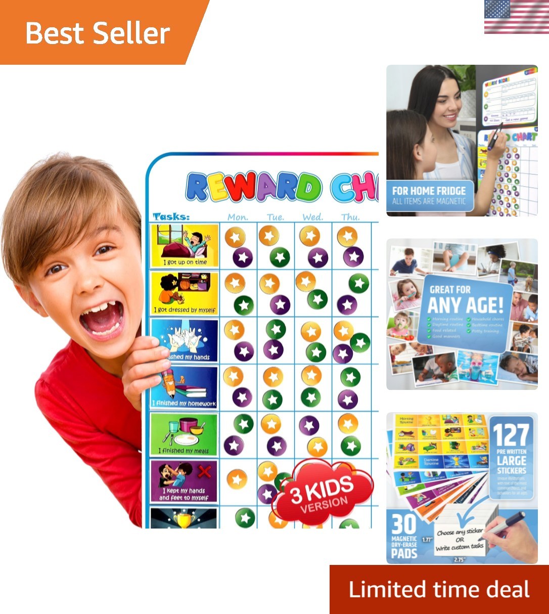 Engaging Magnetic Reward Chart for Kids – 150 Stars & 127 Pre-Written Tasks