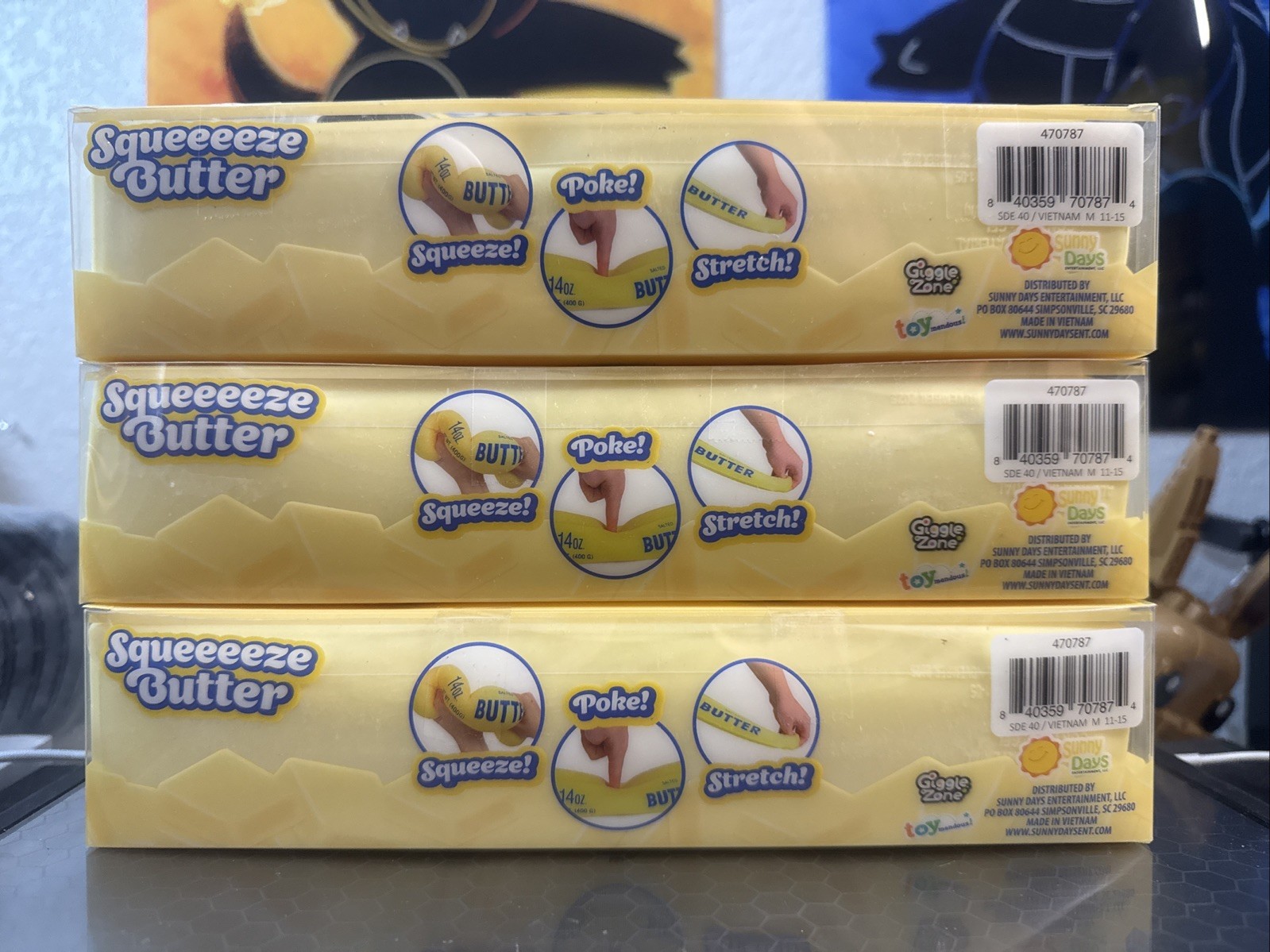 (3) NEW Sunny Days Viral Jumbo Squeezy Butter Squishy Toy Stress Relief LOT OF 3