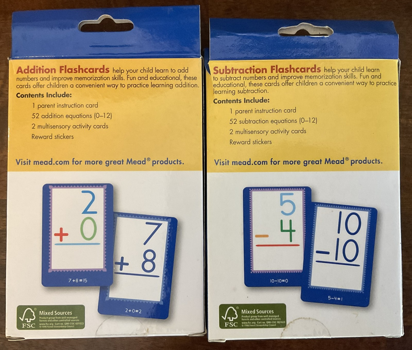 Mead Addition And Subtraction Flash Cards – K-3 Grade – Open/Unused Condition