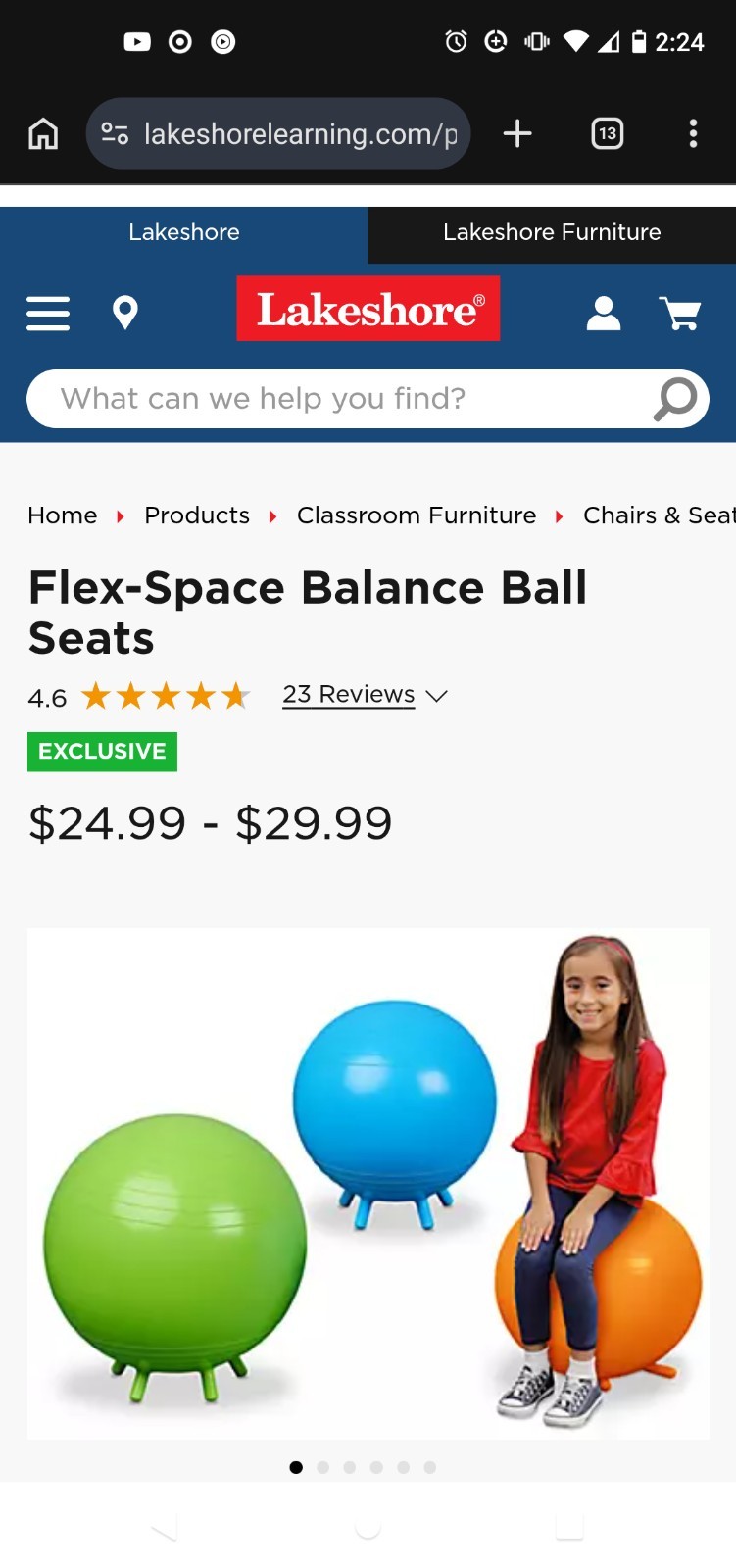Lakeshore Balance Ball Seat 17″ Diameter Green for Kids Ages 4-7 T15055