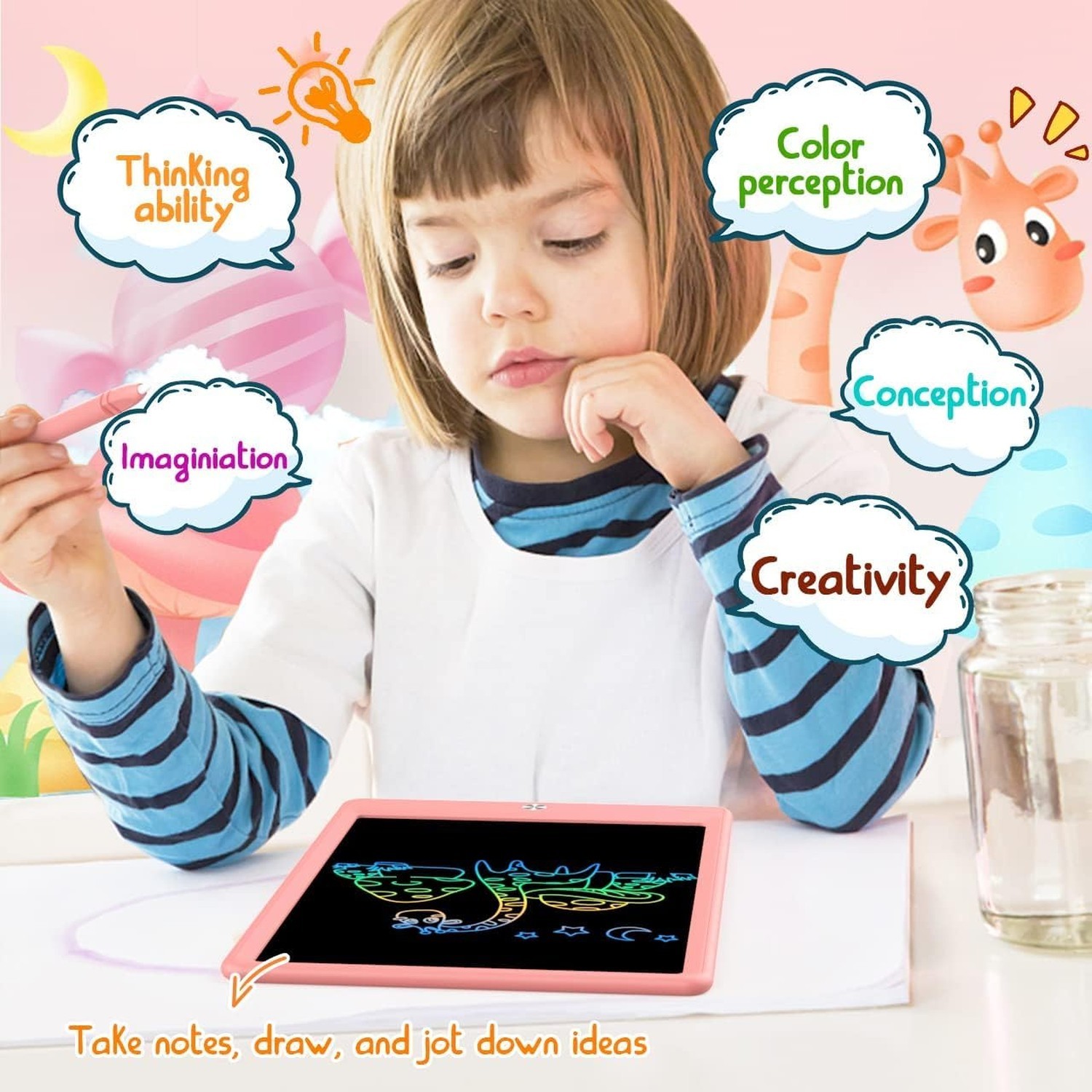 BUKEBU LCD Writing Tablet Doodle Board,10.5 inch Colorful Drawing Pad,Electro…