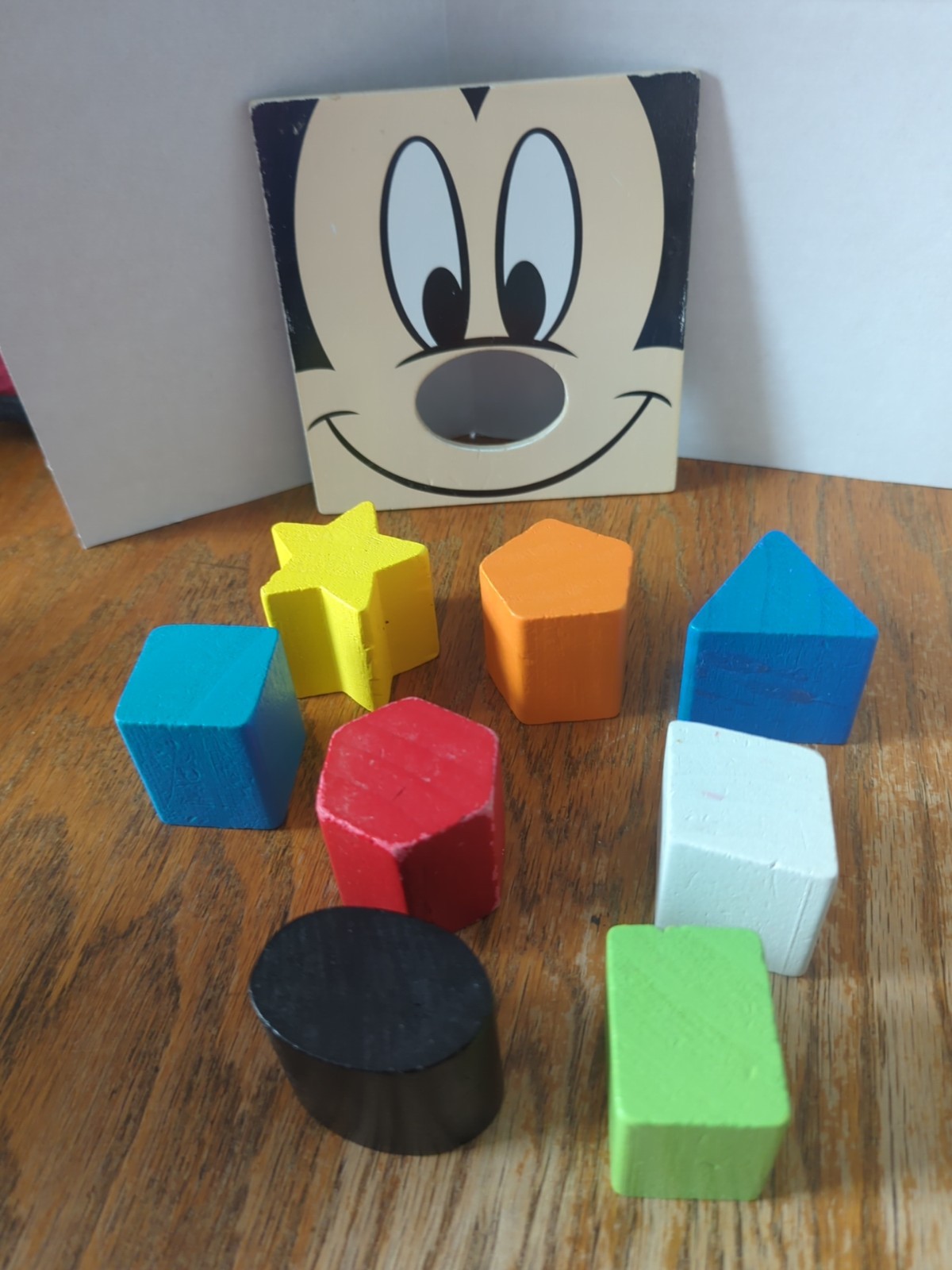 Melissa & Doug Disney Baby Mickey Mouse Wooden Shape Sorting Cube 8 Shapes