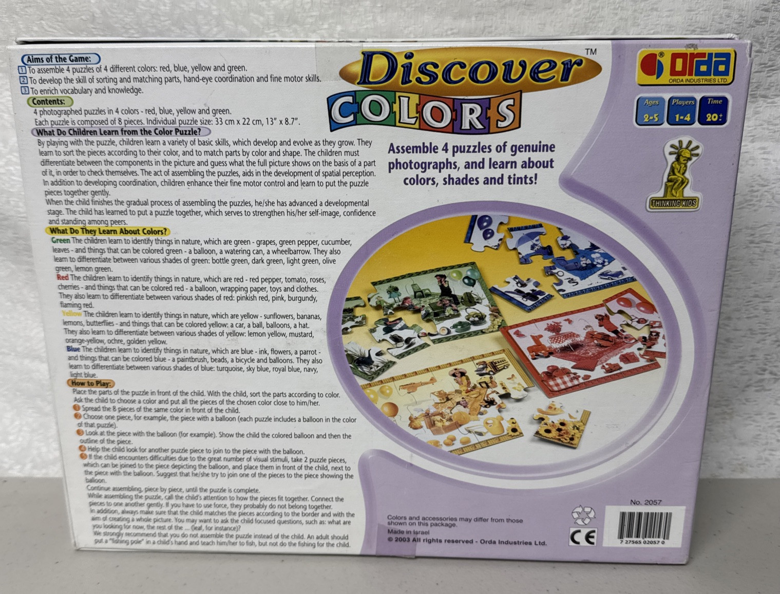 Discover Colors 4 puzzles learn about colors & shapes Ages 2-5 Israel Complete