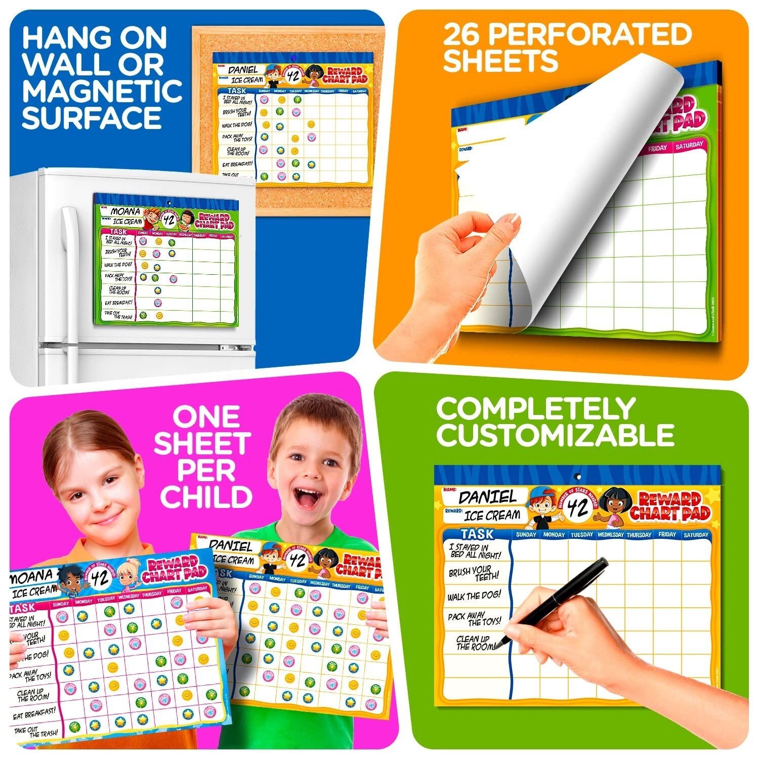 Behavior Reward Chart System – Pad with 26 Chore Charts for Kids, 2800 Sticke…