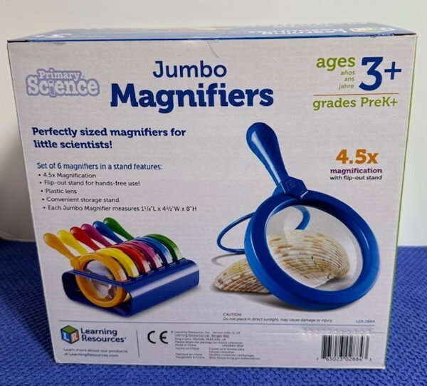 Jumbo Magnifiers by Learning Resources Set of 6 Magnifiers w/ stand Pre-K or 3+