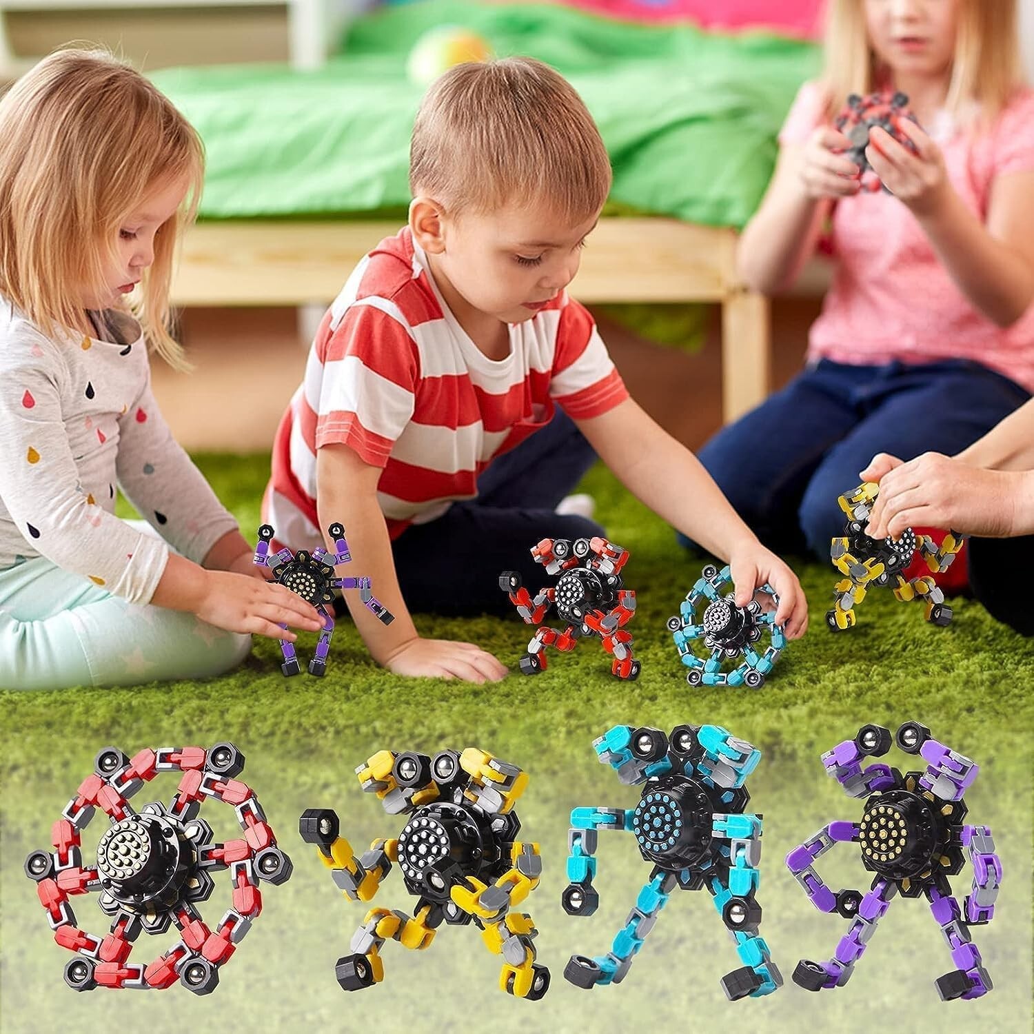 Spinner Transformable Fingertip Gyro, Stress Relief, (Fingertip Toy 4 Pieces)
