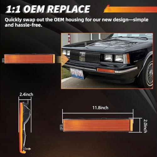 Front Turn Signal Marker Light Housing Compatible with Oldsmobile Amber Lens