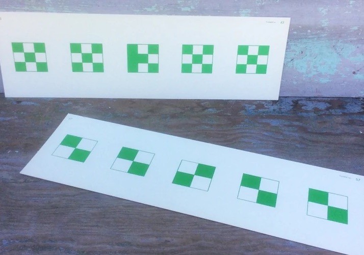 Large Pair White Flash Cards w/ Green Squares Educational Learning 19” x 6” HB&W