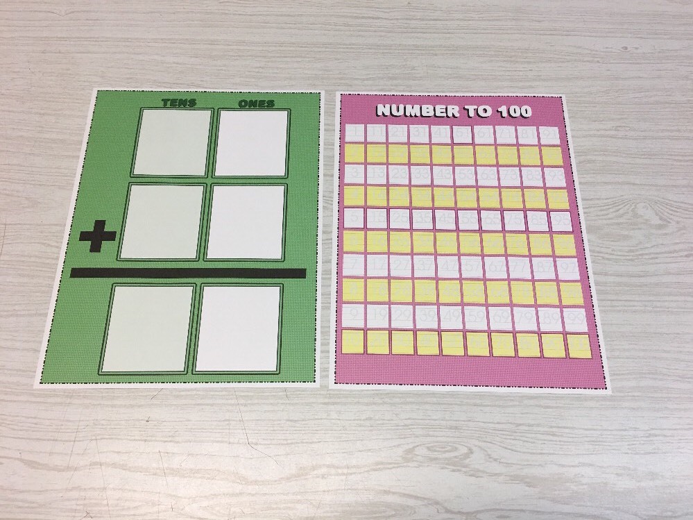 Set of 2 – Laminated Math Work Mats #22 – Dry Erase