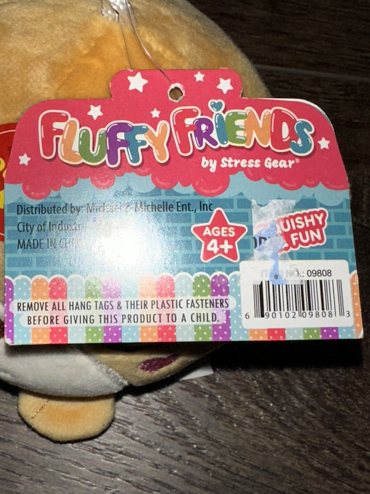 Fluffy Friends Squishy Plush Bear Brown Collectible Stress Ball Toy Keychain New