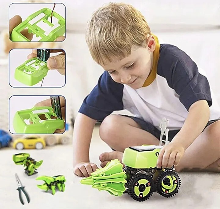 T4 Transforming Solar Powered Multi-Robot, Dinosaur, Drilling Machine, Insect