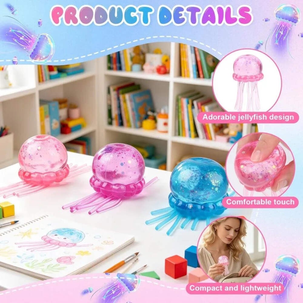 Jellyfish & Cube Squishy Stress Relief Toy Soft Sensory Fidget Squeeze