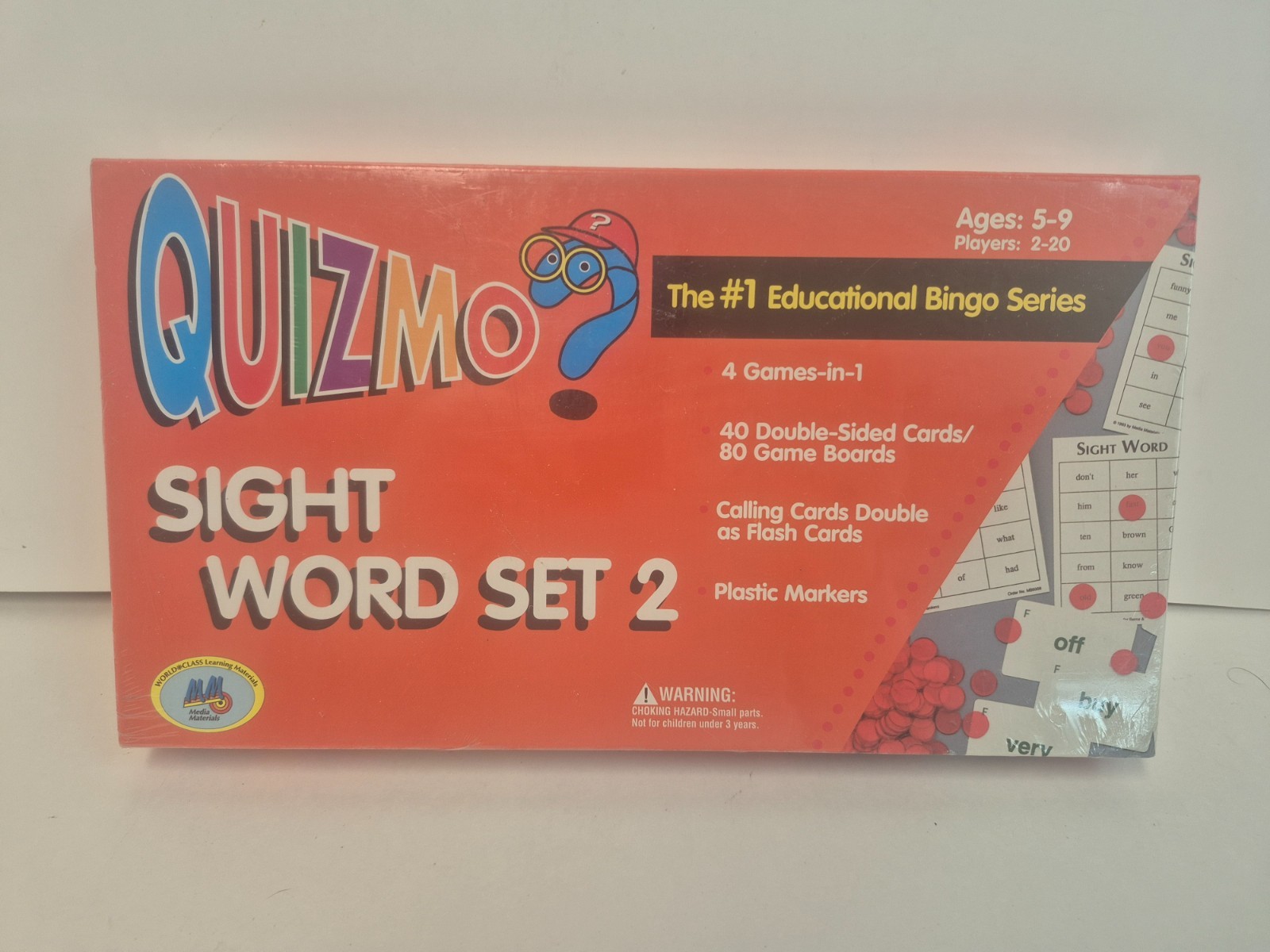QUIZMO Sight Words Bingo Set 2 Ages 5-9, 2-20 players BRAND NEW