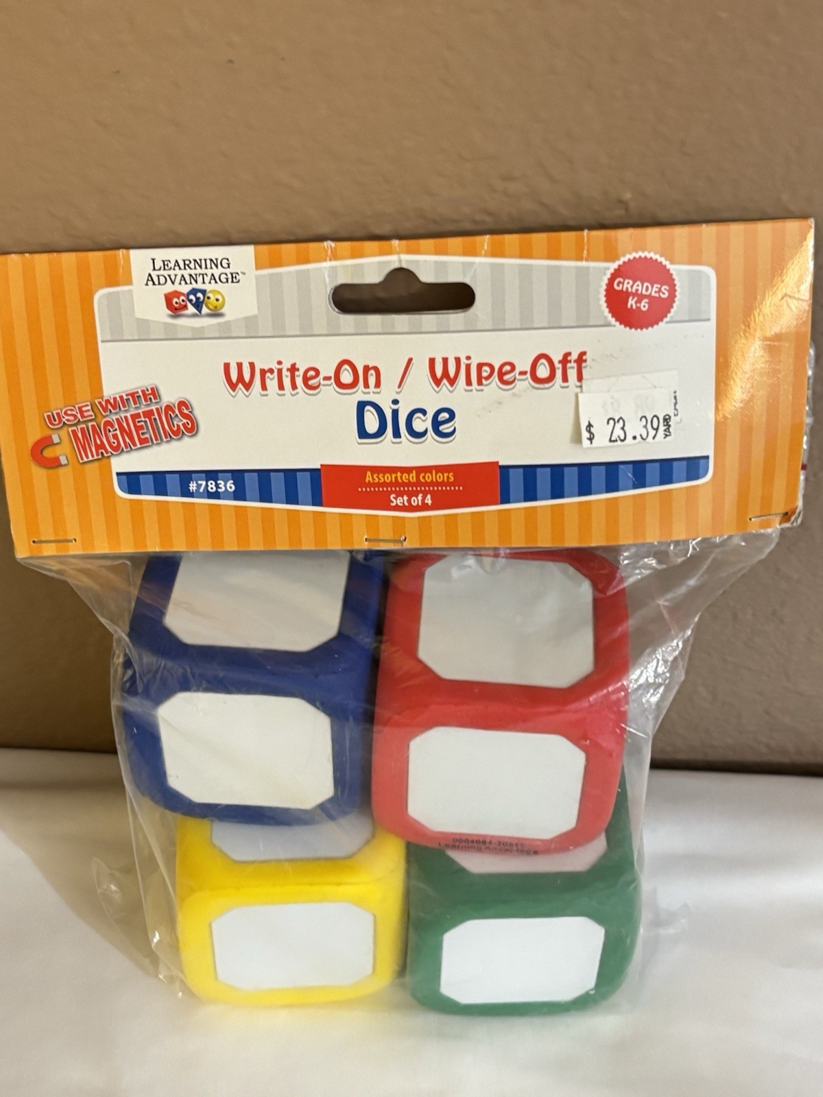 Learning Advantage Magnetic Write-On Wipe-Off Dice Set Of 4 Colorful Dice NEW