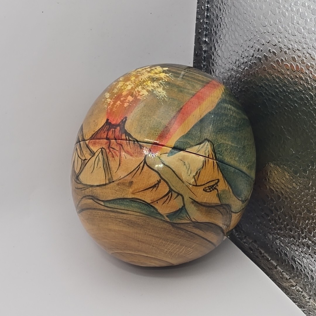 Nesting Globe Ball Sphere Earth Volcano Water Sky Birds Man Woman Creation 3″