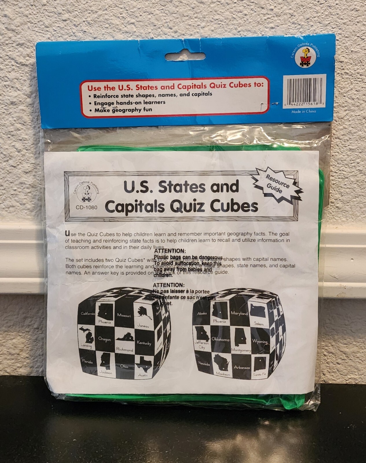 Quiz Cubes educational toy U.S. States and Capitols