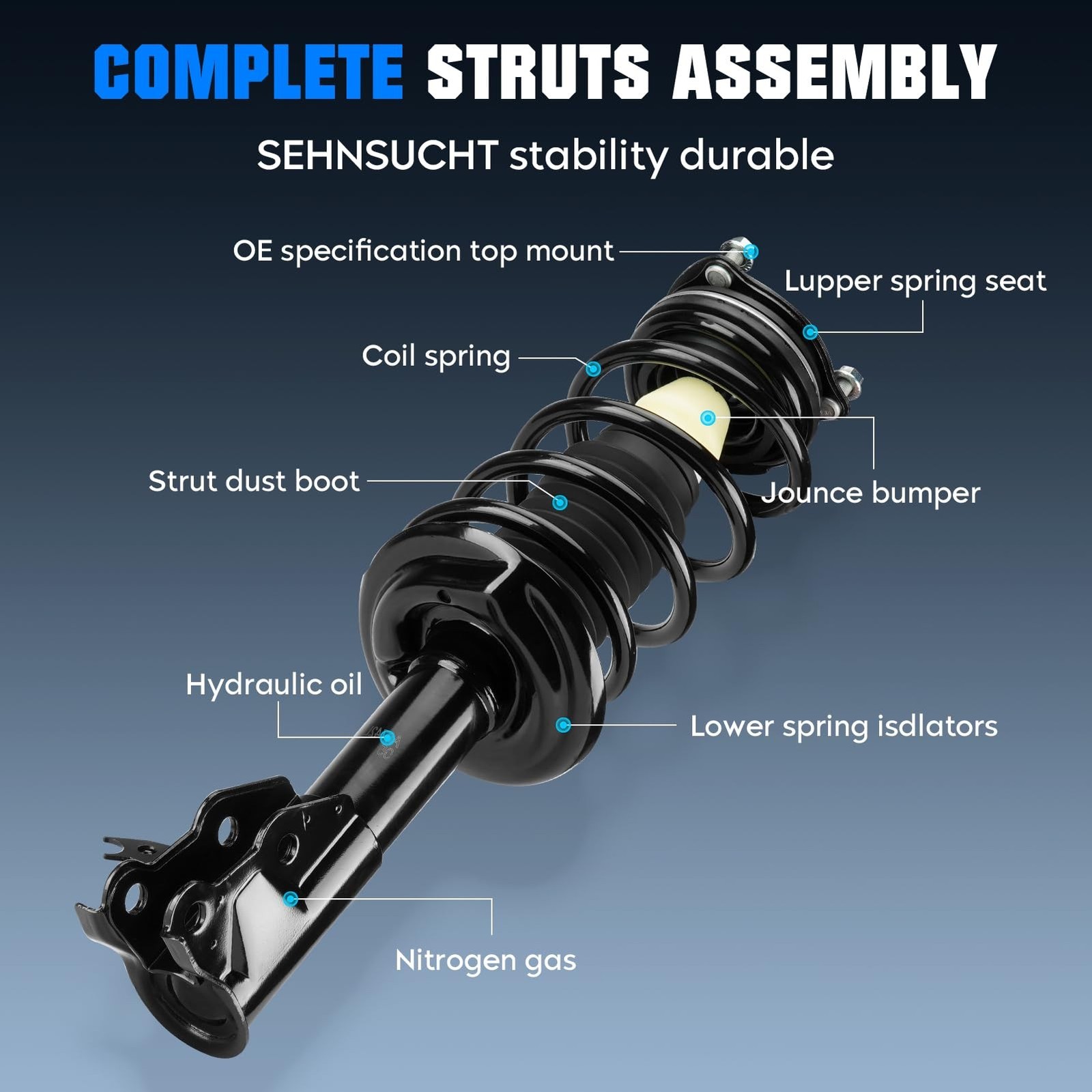 Complete Front and Rear Strut Shock Absorber Fit for Acura CSX 2006-2011, for…