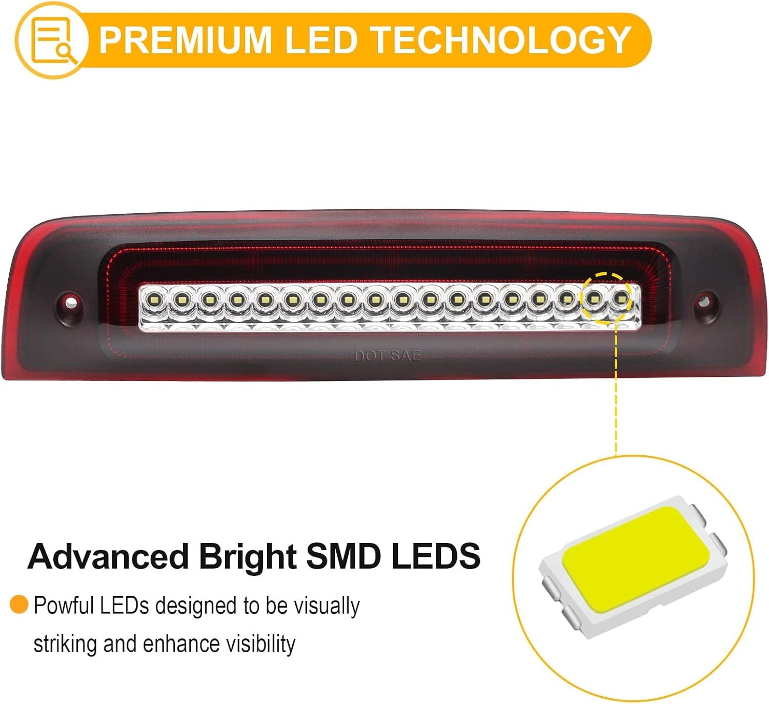 Ram 1500 3rd Brake Light LED Strobe F1 Style Red Flash Cargo Lamp