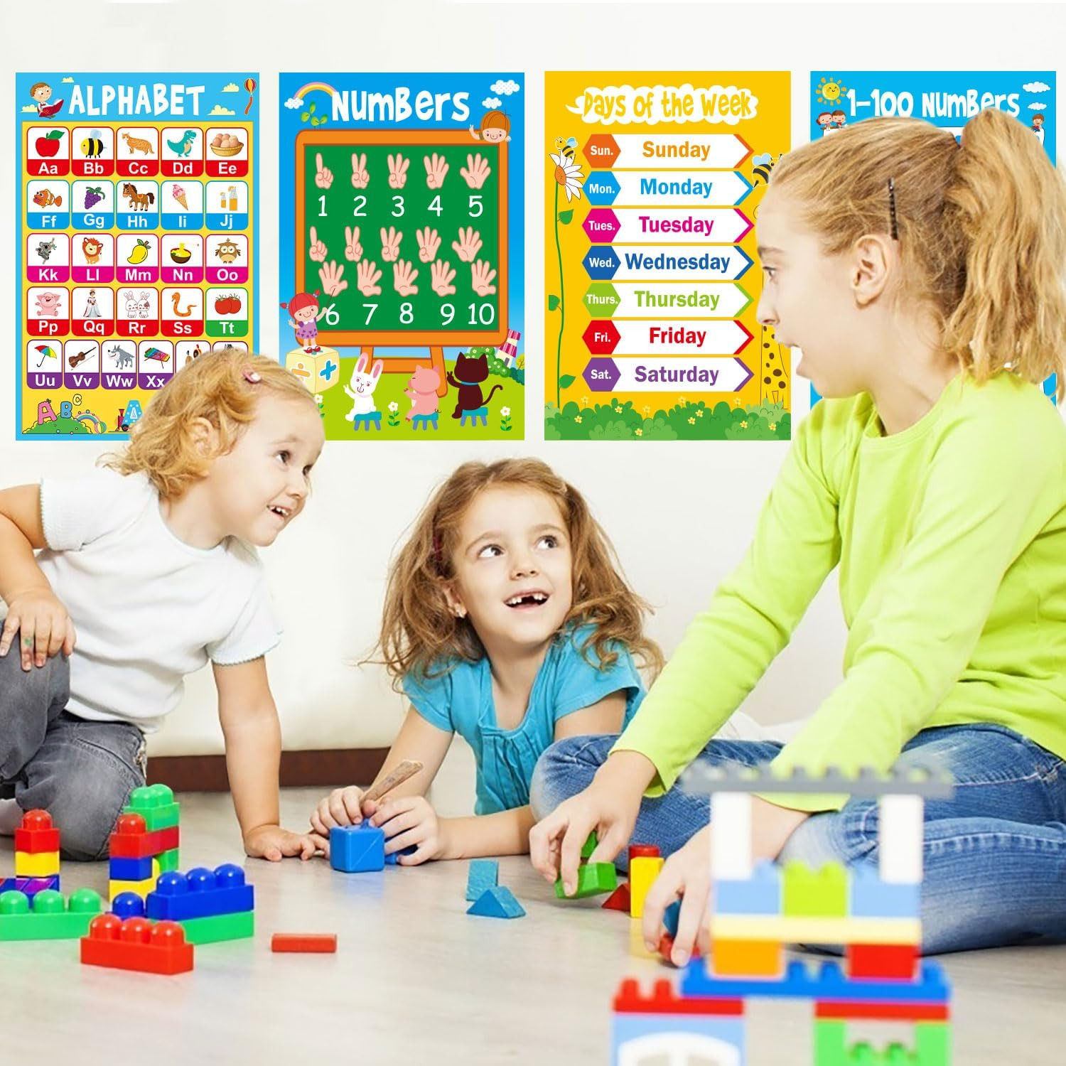 15 Educational Posters for Toddlers Kids Learning Alphabet Numbers Shapes Colors
