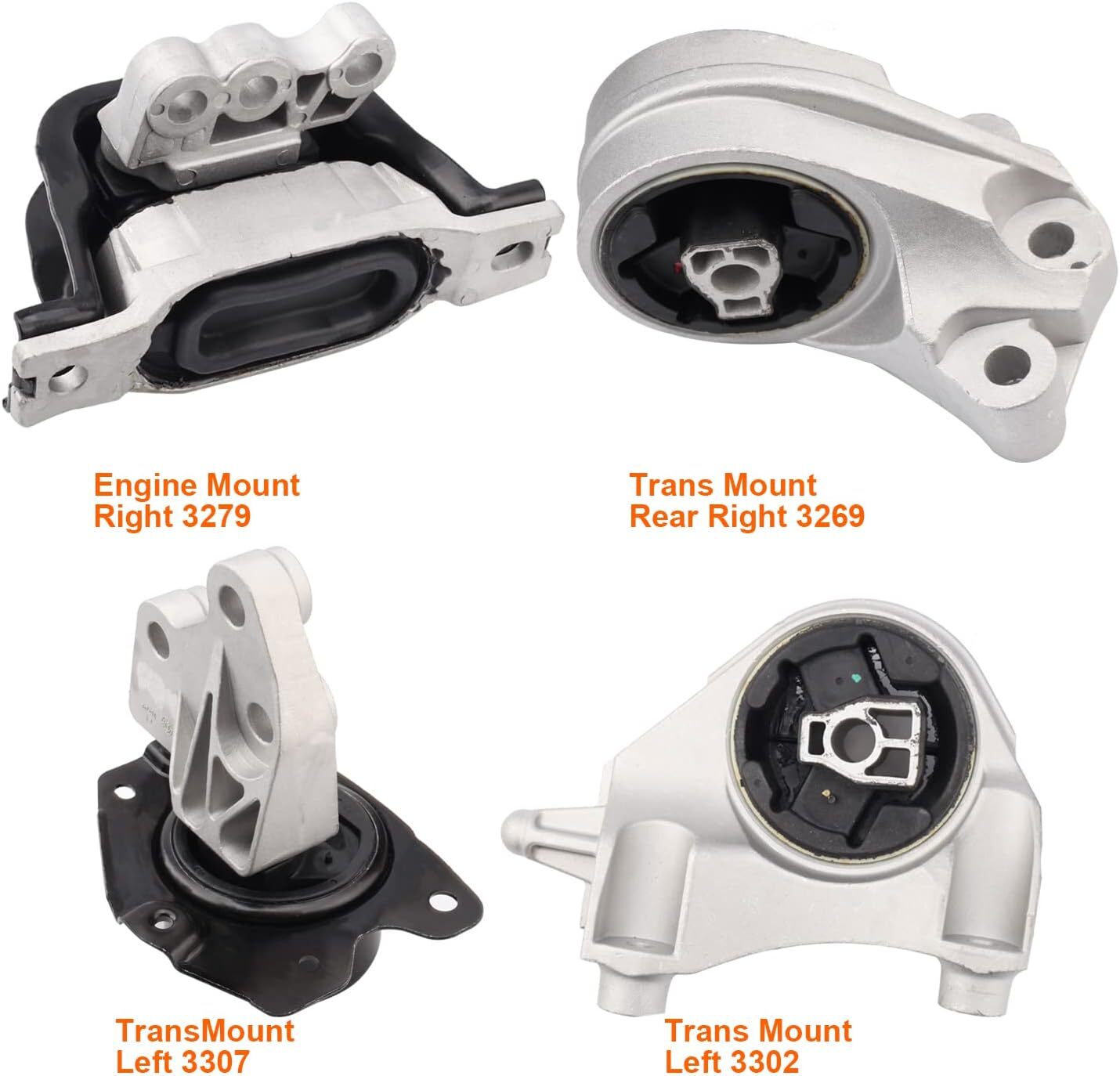 Set of 4, Engine Motor and Transmission Mounts Compatible with 10-17 Captiva
