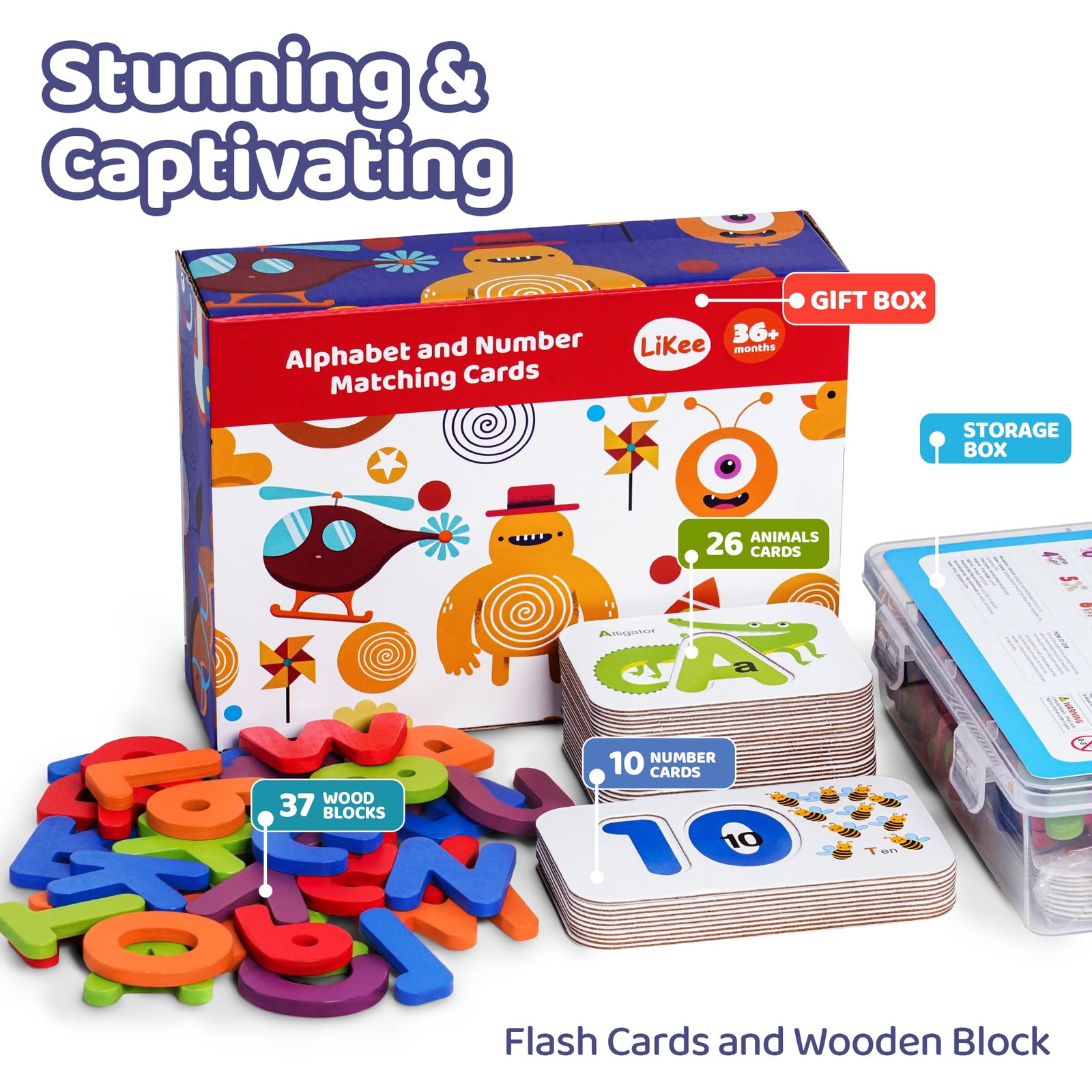 Likee Alphabet Flash Cards Wooden Letter Puzzle Abc Sight Words Matching Games