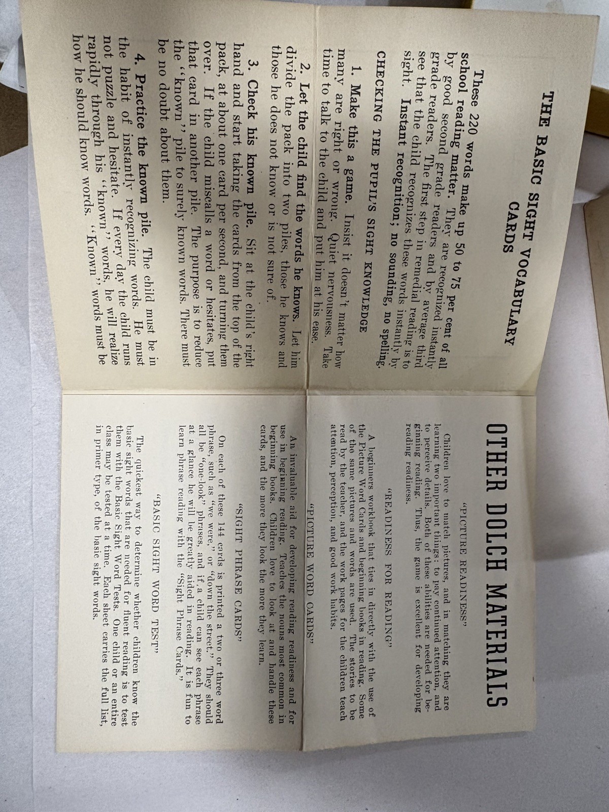 Vintage Basic Sight Vocabulary Cards By E.W. Dolch 1949 Garrard Press 1952 EUC