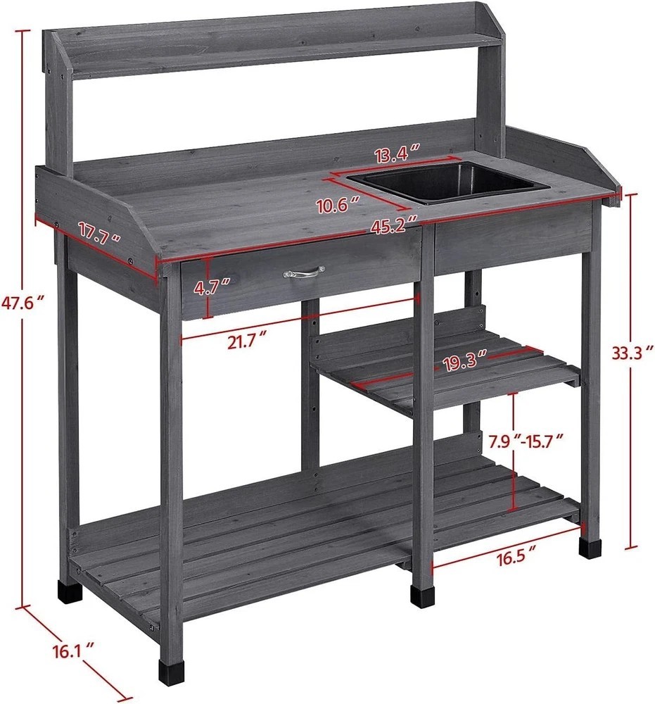 Outdoor Potting Bench Table Potters Benches Garden Workstation for Horticulture